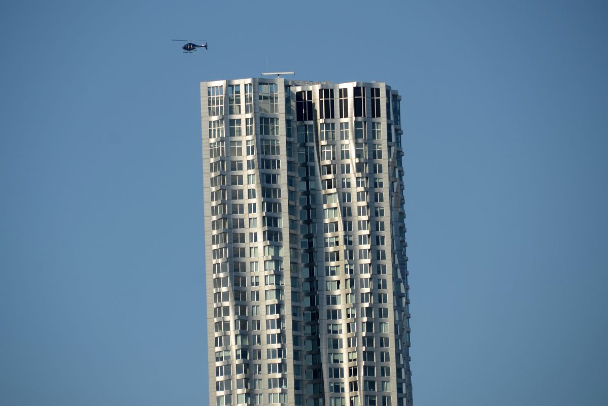 28 New York Financial District Helicopter Flying Over New York by Gehry From Brooklyn Heights
